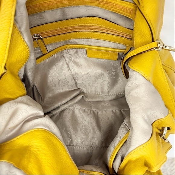 Michael Kors Mustard Yellow Large Gathered Tote Handbag Hobo Shoulder bag - Picture 6 of 10
